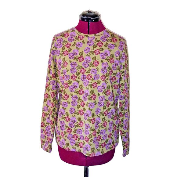 Croft & Barrow Knit Top Multicolor Womens Size Large Floral Print Long Sleeve - Picture 1 of 7